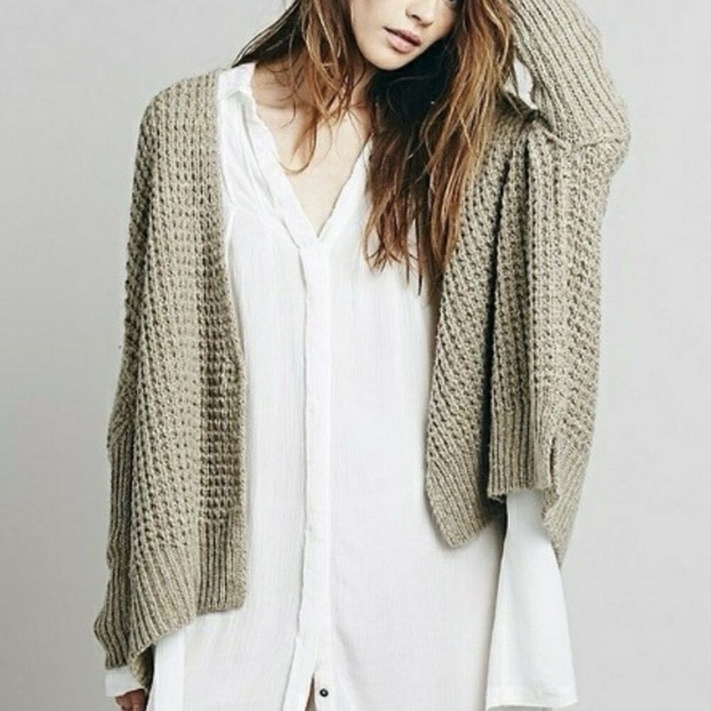 Free People Breeze Cardigan Waffle Knit Sz Unsure No Button